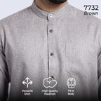 Kemeja Koko Shanghai Two Tone Lengan Panjang 7732 Brown