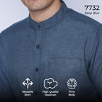 Kemeja Koko Shanghai Two Tone Lengan Panjang 7732 Deep Blue