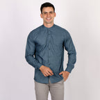 Kemeja Koko Shanghai Two Tone Lengan Panjang 7732 Deep Blue