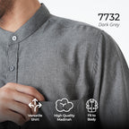 Kemeja Koko Shanghai Two Tone Lengan Panjang 7732 Dark Grey