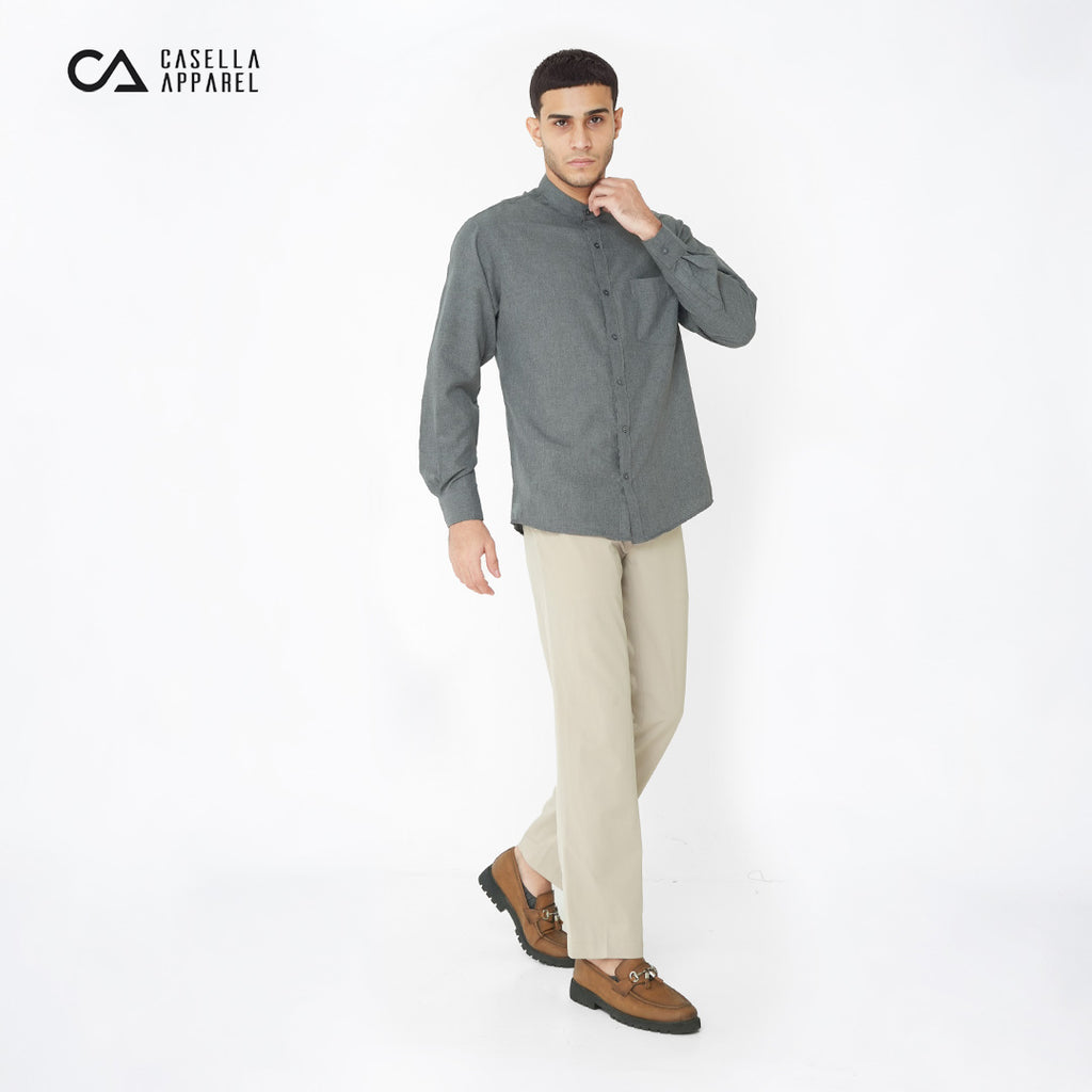 Kemeja Koko Shanghai Two Tone Lengan Panjang 7732 Dark Grey