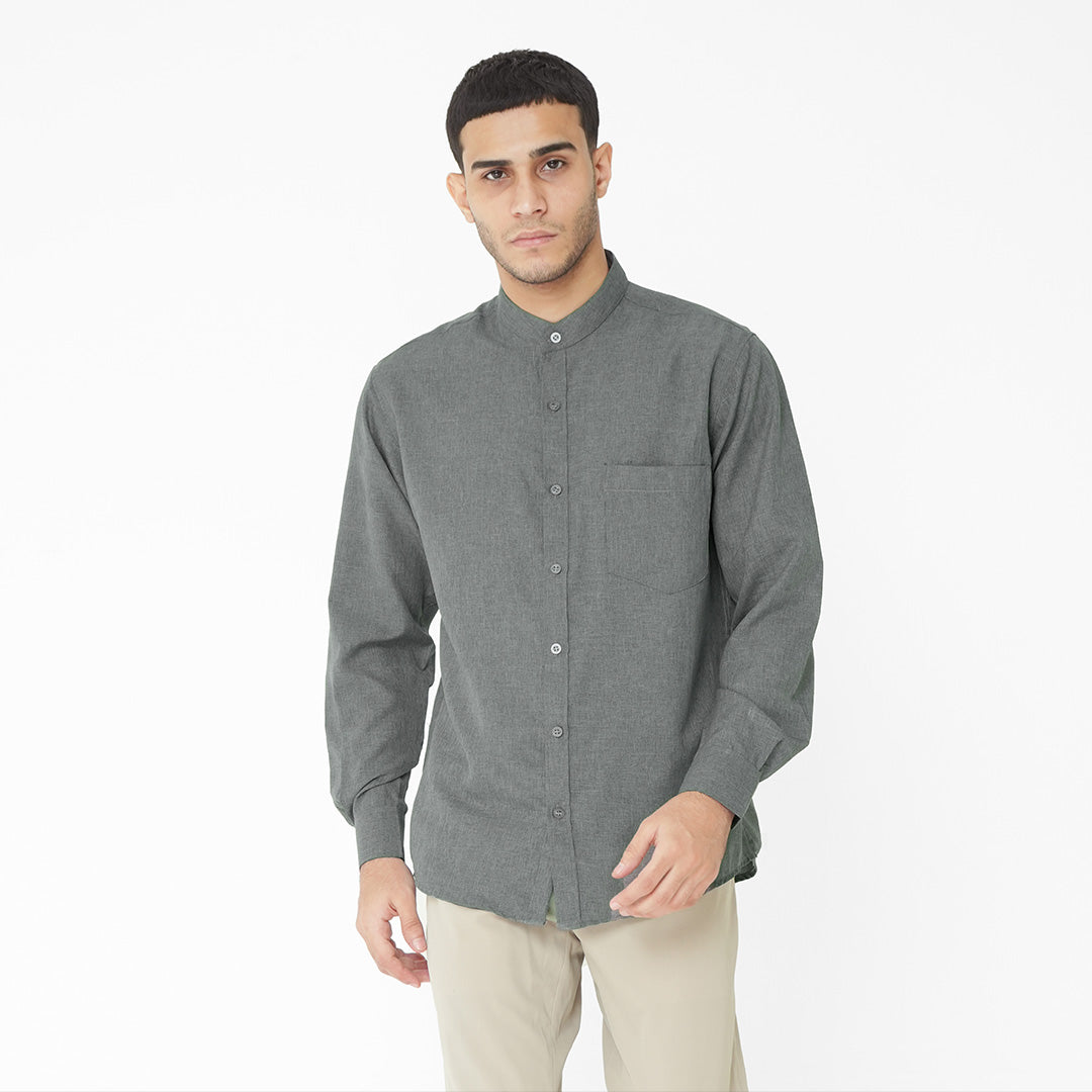 Kemeja Koko Shanghai Two Tone Lengan Panjang 7732 Dark Grey