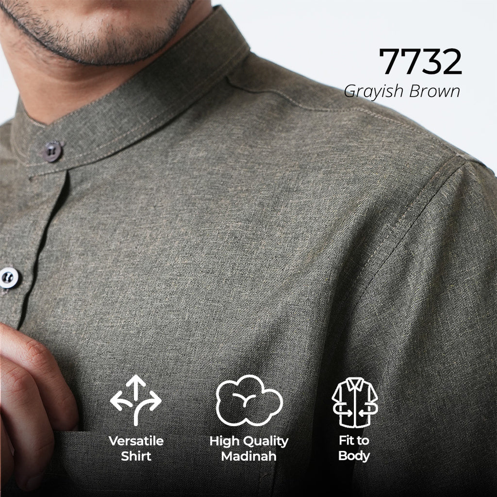 Kemeja Koko Shanghai Two Tone Lengan Panjang 7732 Grayish Brown
