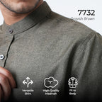 Kemeja Koko Shanghai Two Tone Lengan Panjang 7732 Grayish Brown