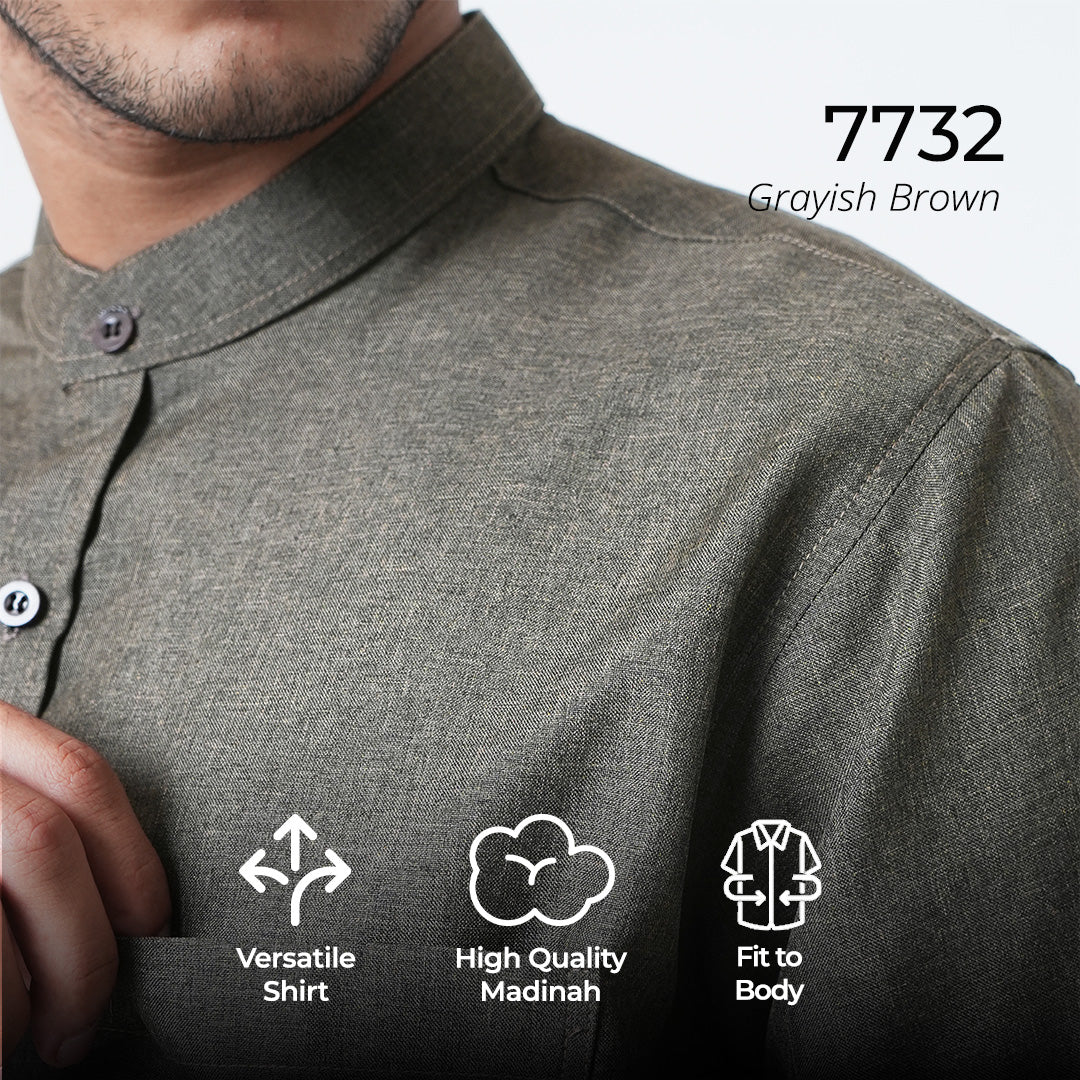 Kemeja Koko Shanghai Two Tone Lengan Panjang 7732 Grayish Brown