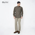 Kemeja Koko Shanghai Two Tone Lengan Panjang 7732 Grayish Brown