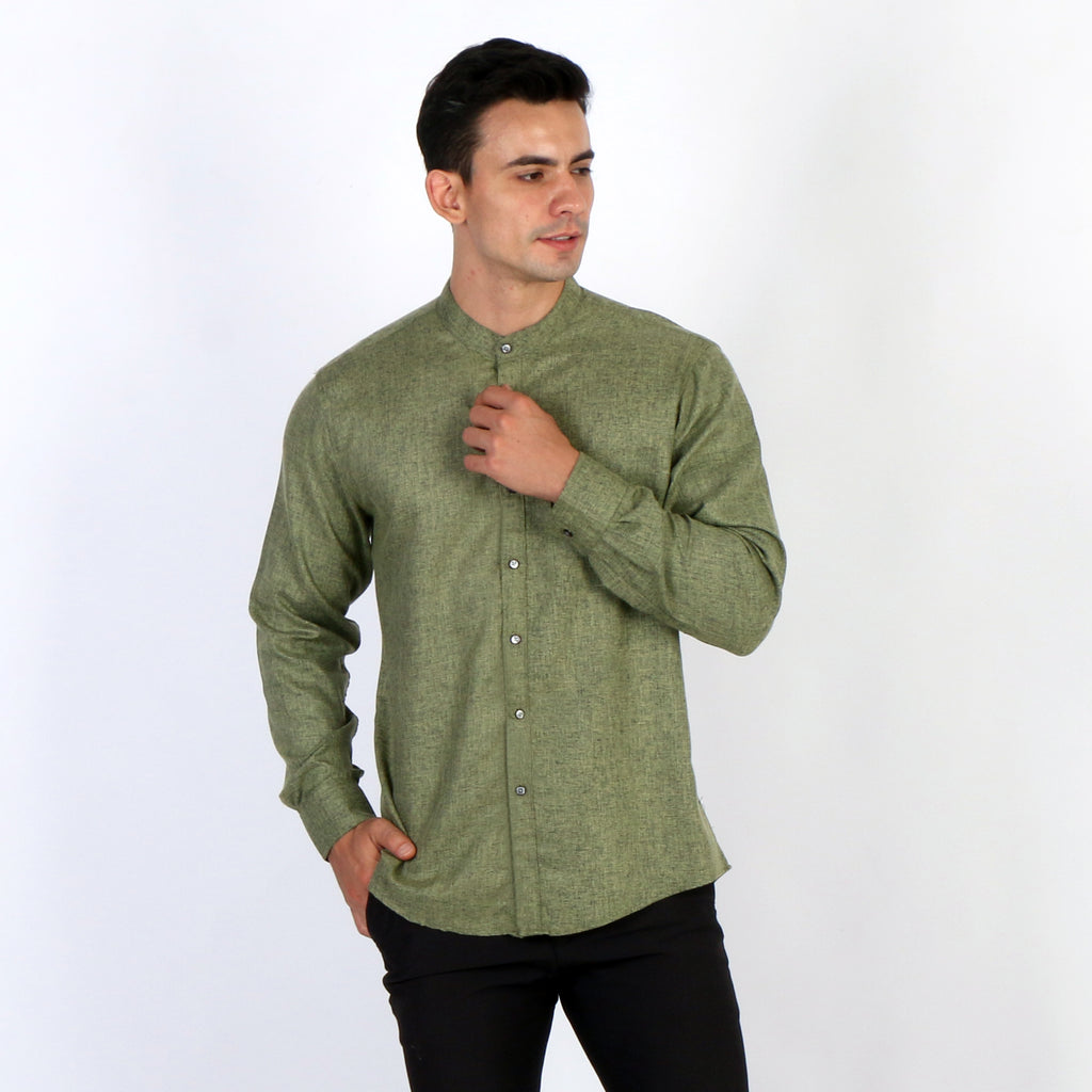 Kemeja Koko Shanghai Two Tone Lengan Panjang 7732 Moss Green