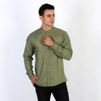 Kemeja Koko Shanghai Two Tone Lengan Panjang 7732 Moss Green