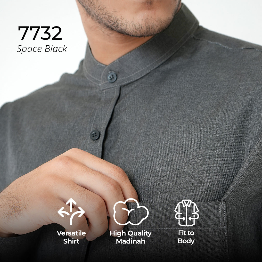Kemeja Koko Shanghai Two Tone Lengan Panjang 7732 Space Black