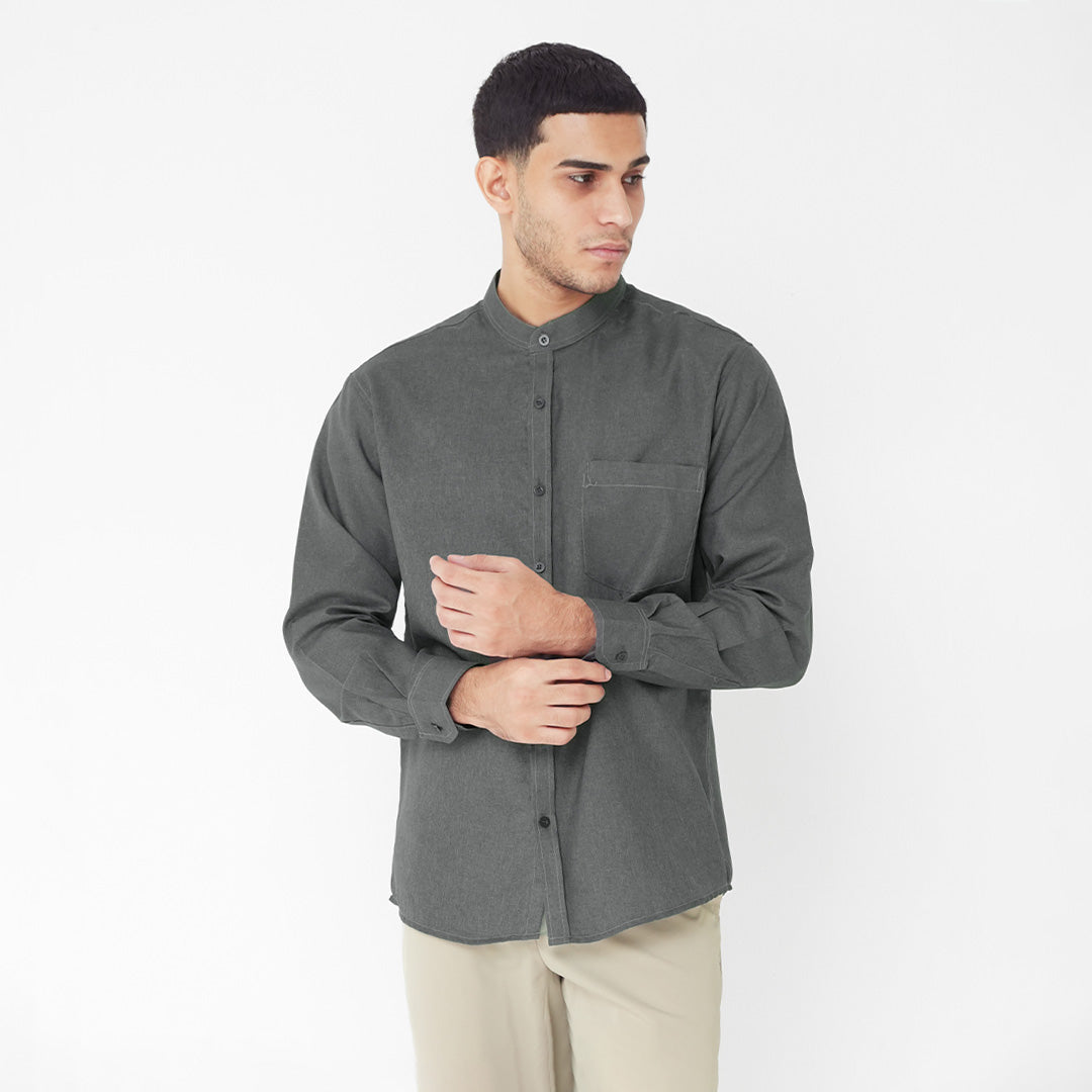 Kemeja Koko Shanghai Two Tone Lengan Panjang 7732 Space Black
