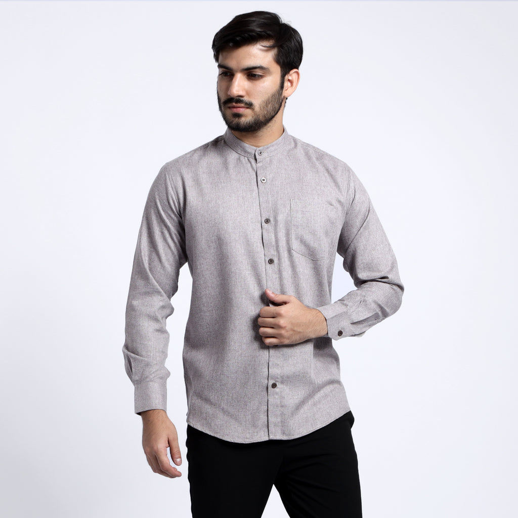 Kemeja Koko Shanghai Two Tone Lengan Panjang 7732 Brown