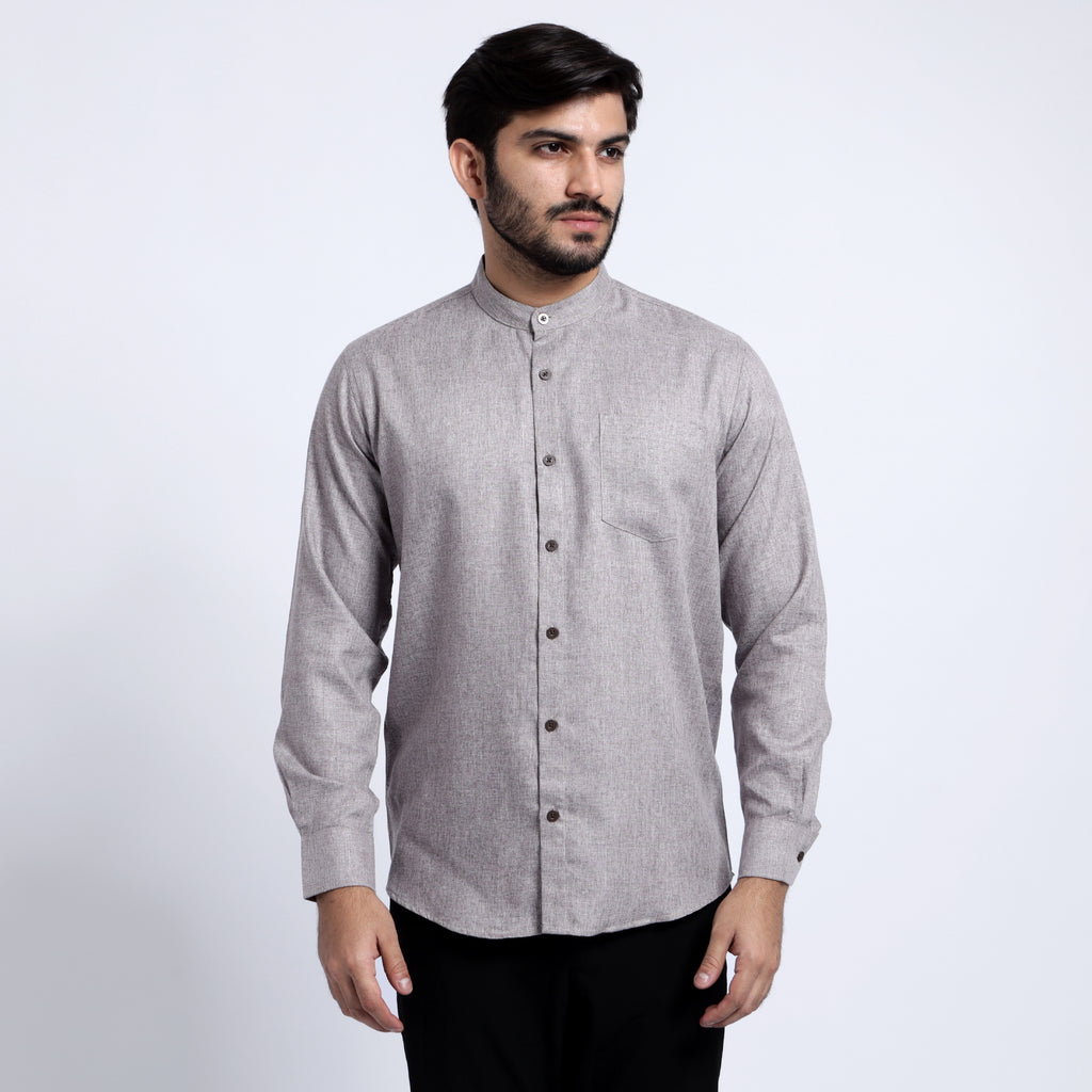 Kemeja Koko Shanghai Two Tone Lengan Panjang 7732 Brown