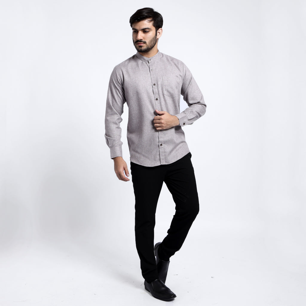 Kemeja Koko Shanghai Two Tone Lengan Panjang 7732 Brown