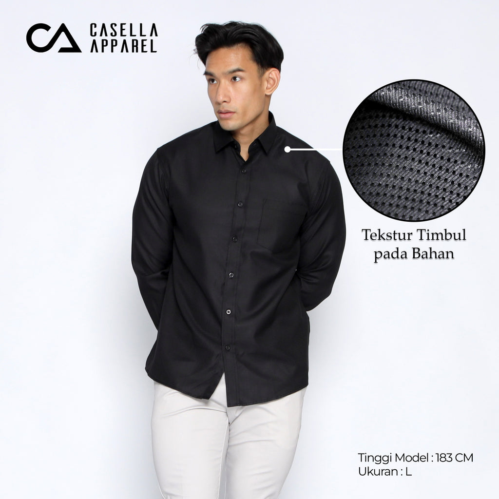 Kemeja Eldric Lengan Panjang 7756 Black