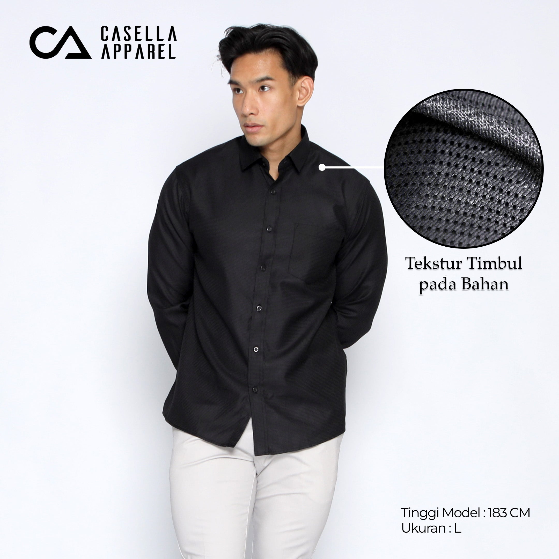 Kemeja Eldric Lengan Panjang 7756 Black