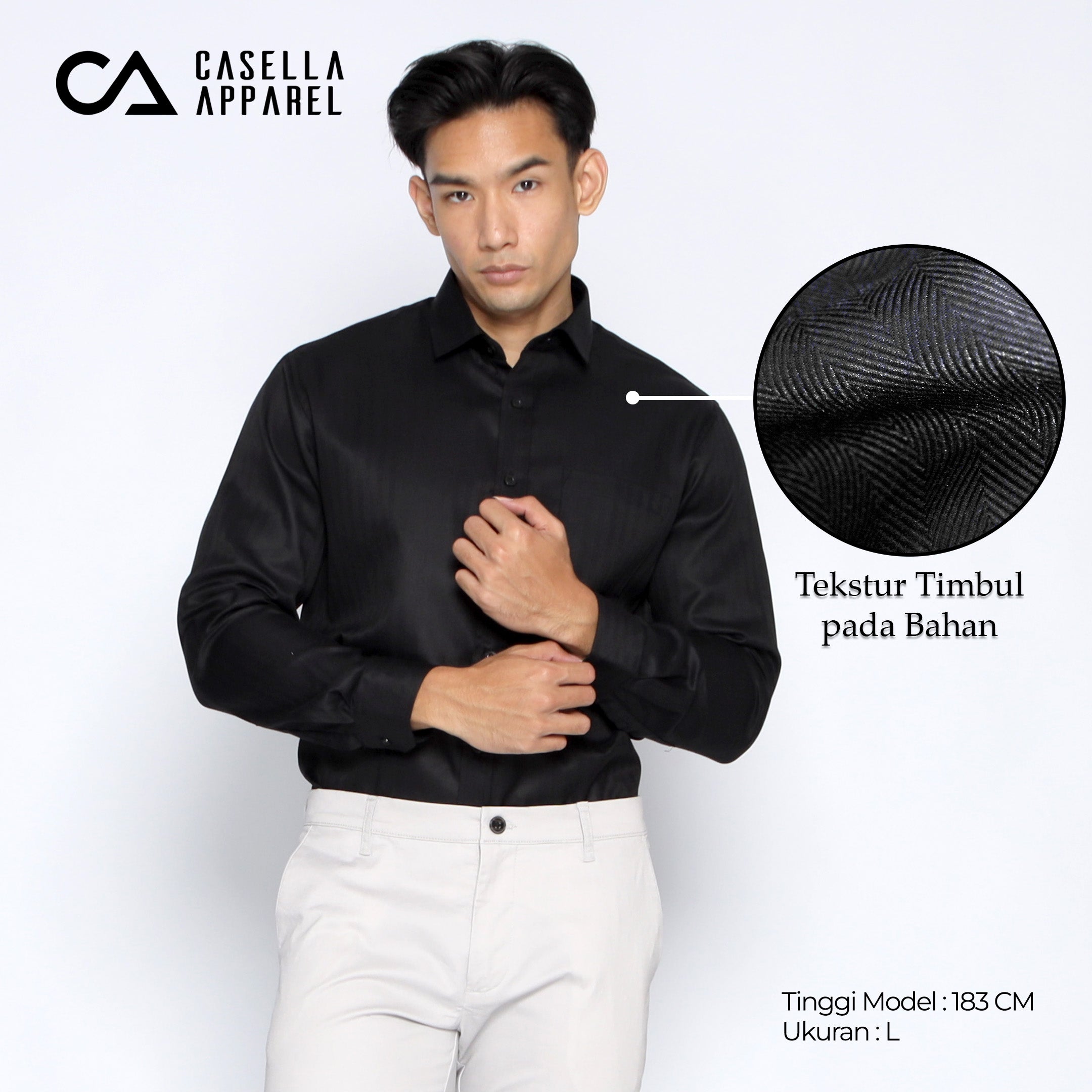 Kemeja Eldric Lengan Panjang 7757 Black
