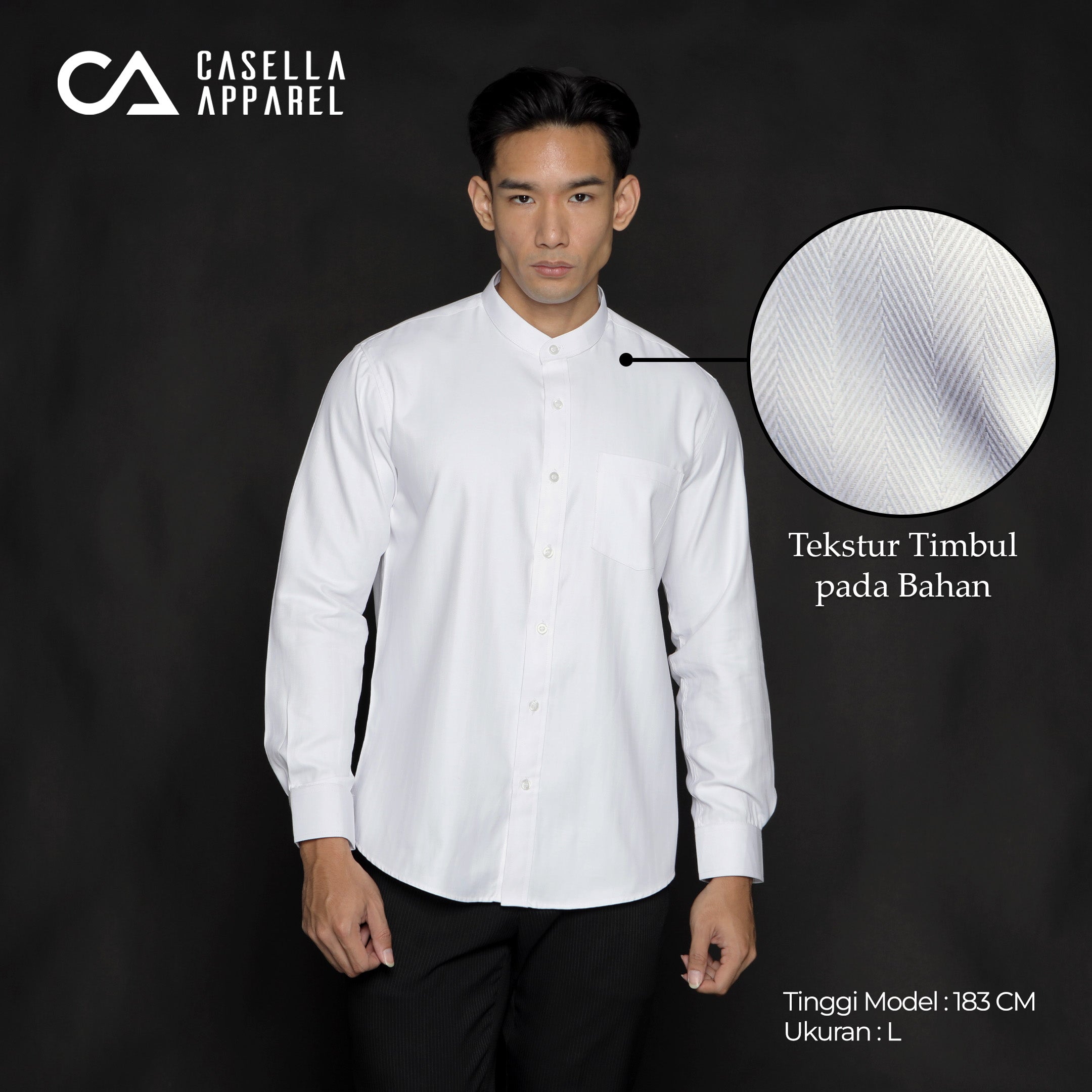Kemeja Koko Dante Lengan Panjang Premium 7759 White