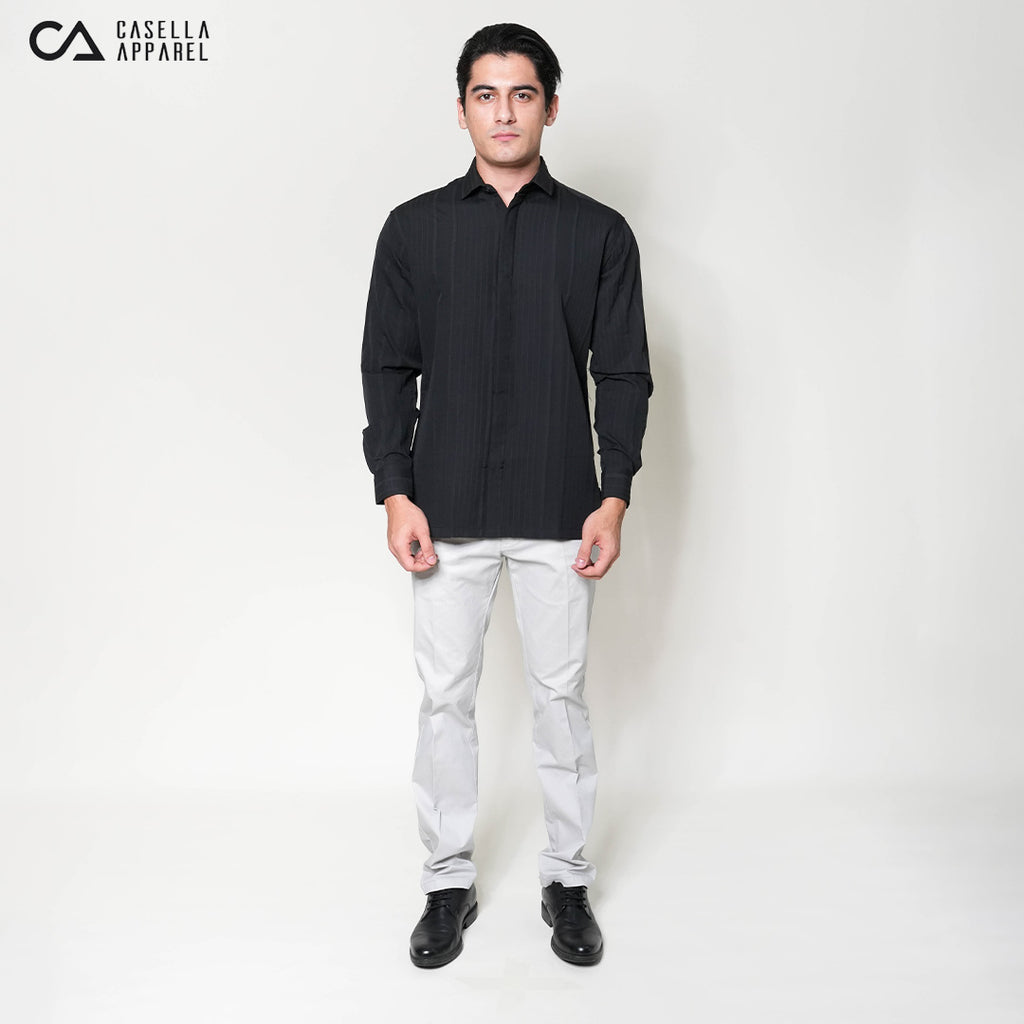 Kemeja Naviel Lengan Panjang 7764 Black