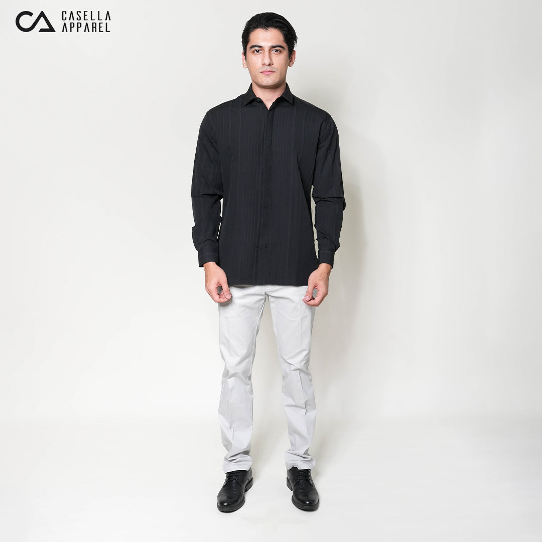 Kemeja Naviel Lengan Panjang 7764 Black
