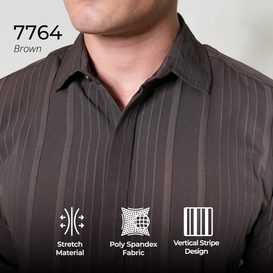 Kemeja Naviel Lengan Panjang 7764 Brown