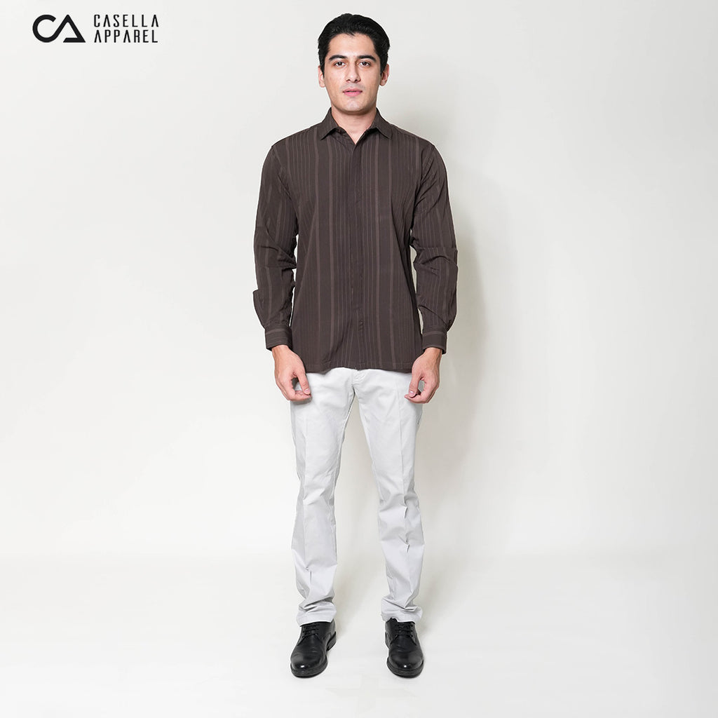 Kemeja Naviel Lengan Panjang 7764 Brown