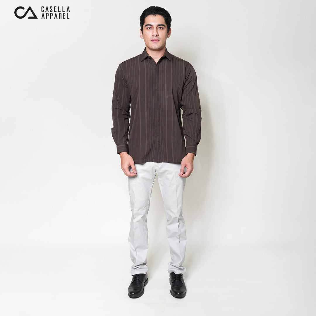 Kemeja Naviel Lengan Panjang 7764 Brown
