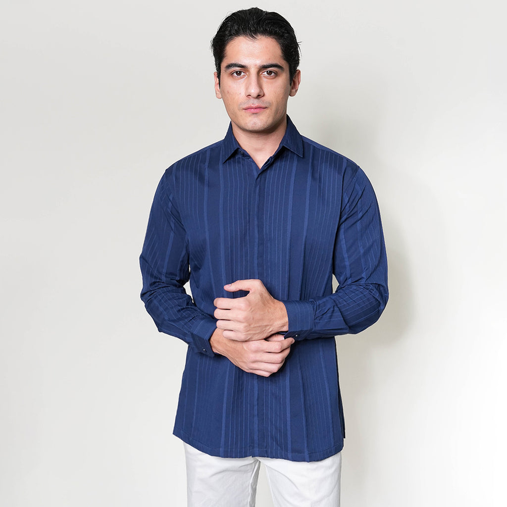 Kemeja Naviel Lengan Panjang 7764 Navy