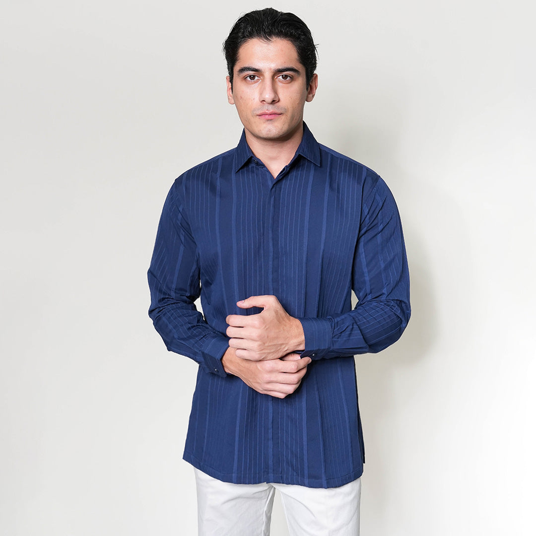 Kemeja Naviel Lengan Panjang 7764 Navy