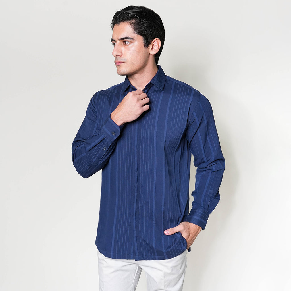 Kemeja Naviel Lengan Panjang 7764 Navy
