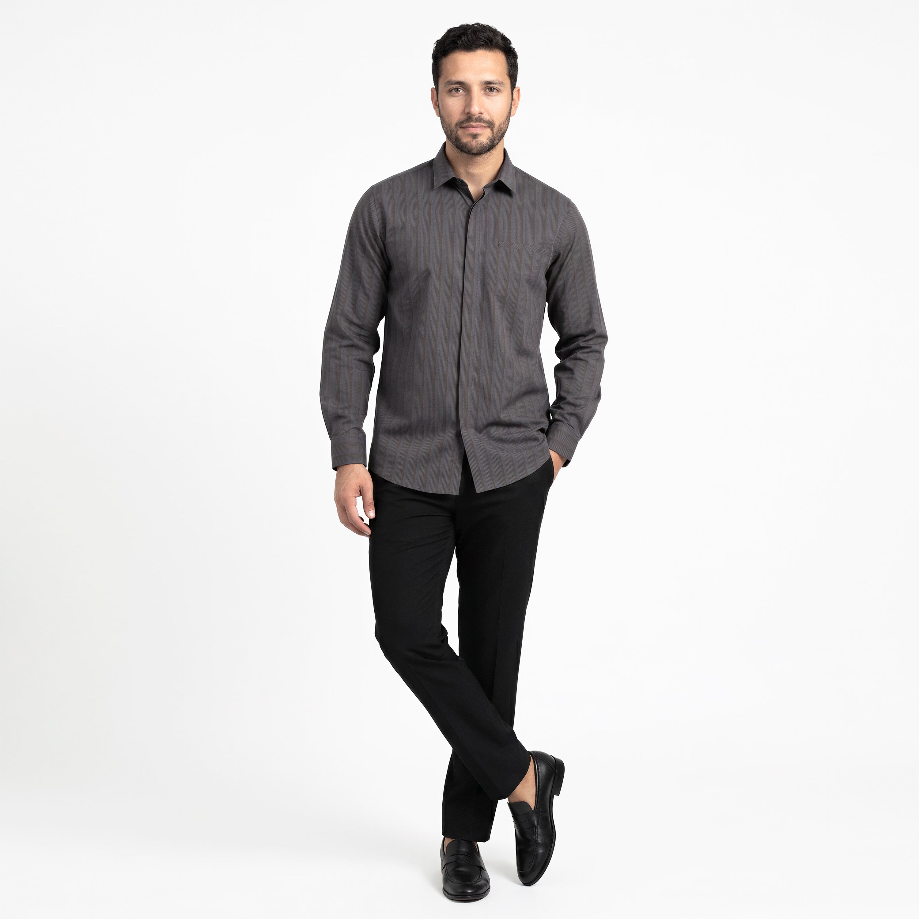 Kemeja Ardent Lengan Panjang 7772 Dark Grey