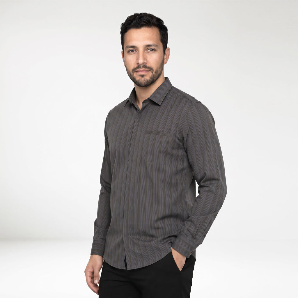 Kemeja Ardent Lengan Panjang 7772 Dark Grey