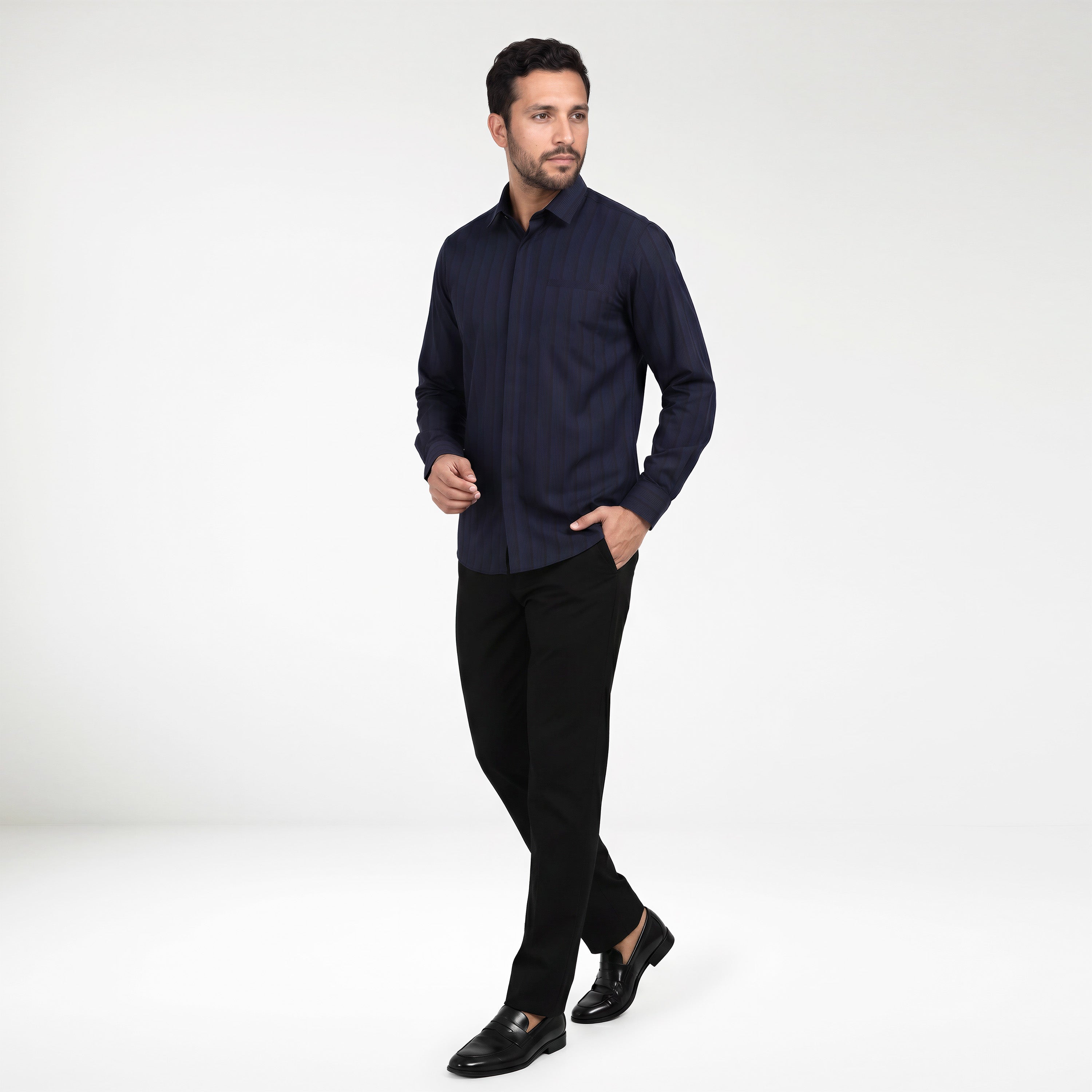 Kemeja Ardent Lengan Panjang 7772 Navy