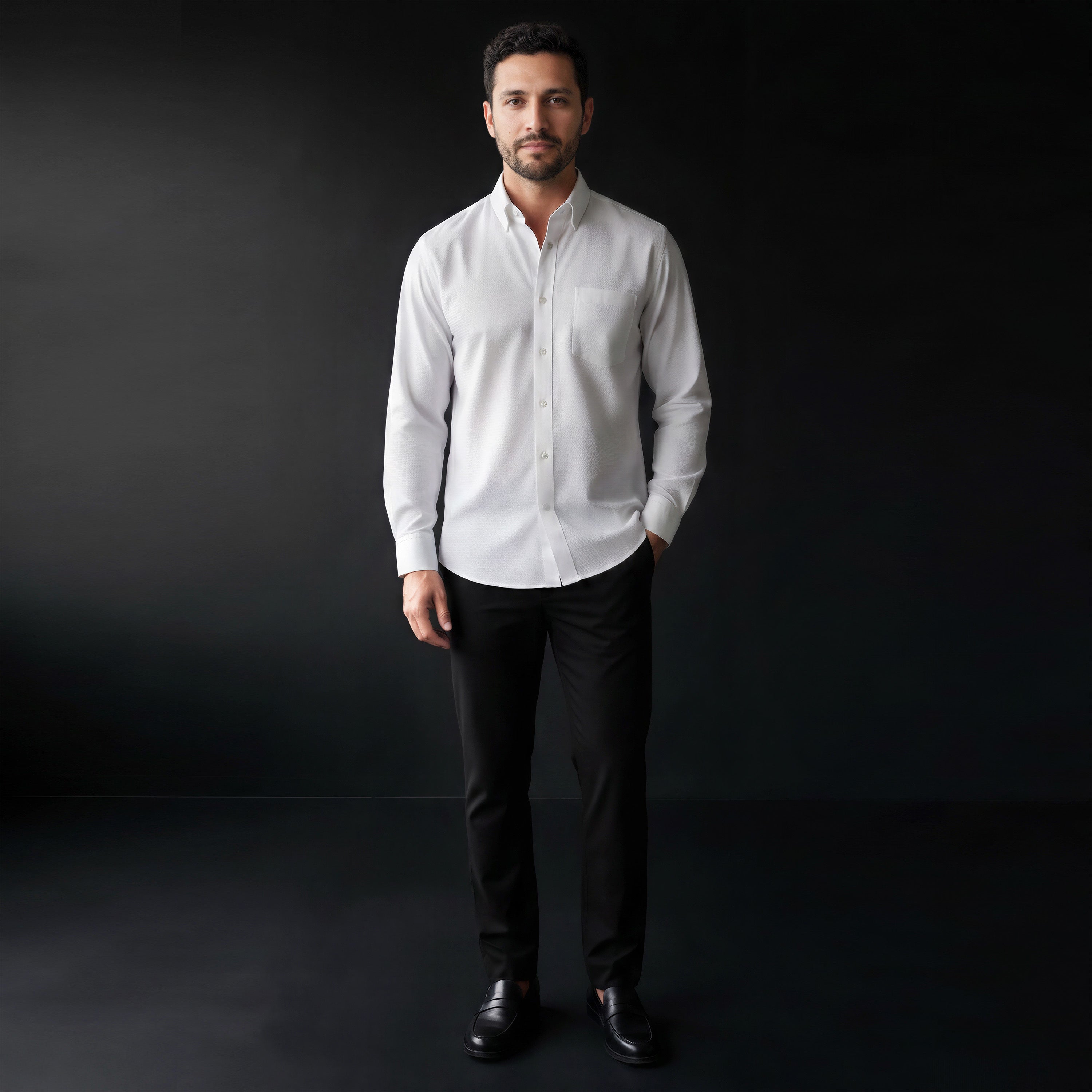 Kemeja Eldric Lengan Panjang 7773 White