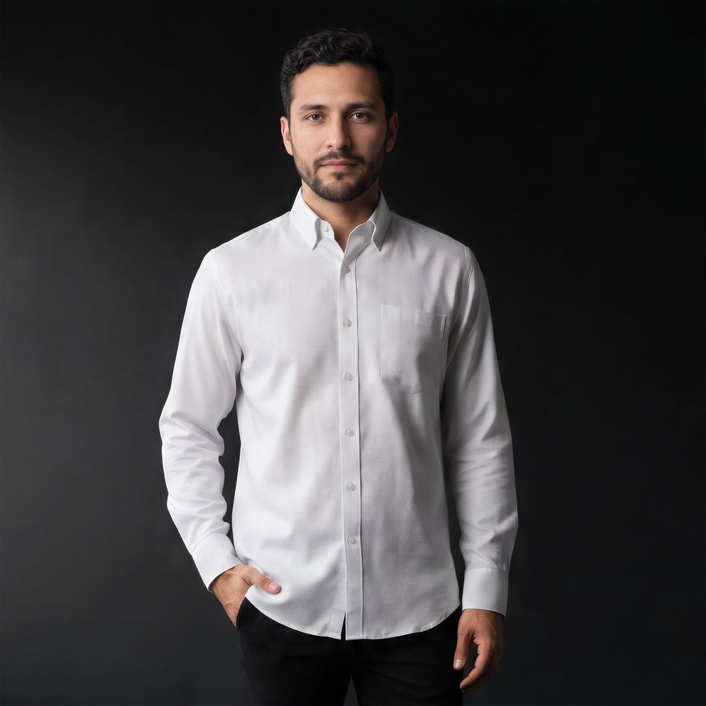 Kemeja Eldric Lengan Panjang 7773 White