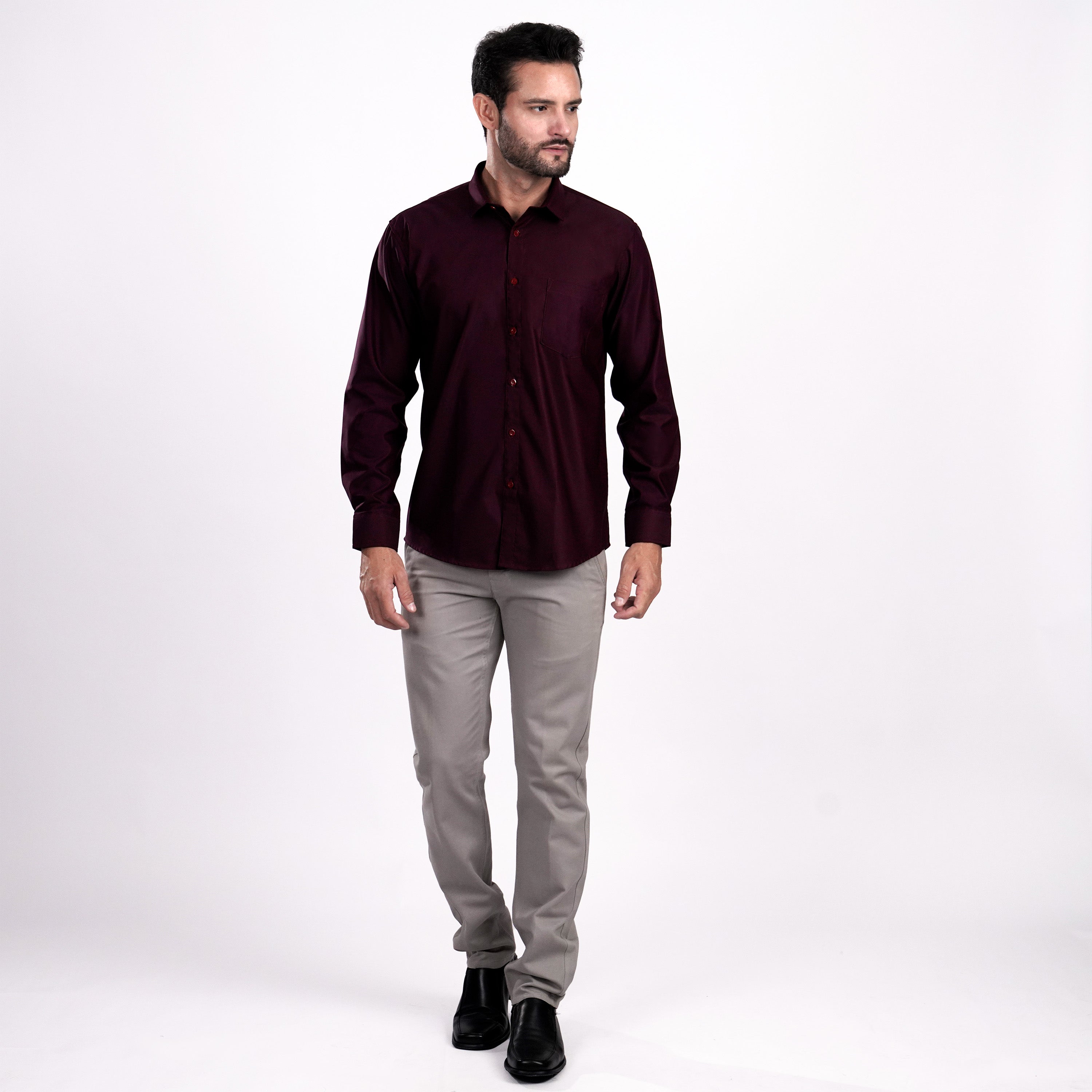 Kemeja Premium Gallant Lengan Panjang 7774 Burgundy