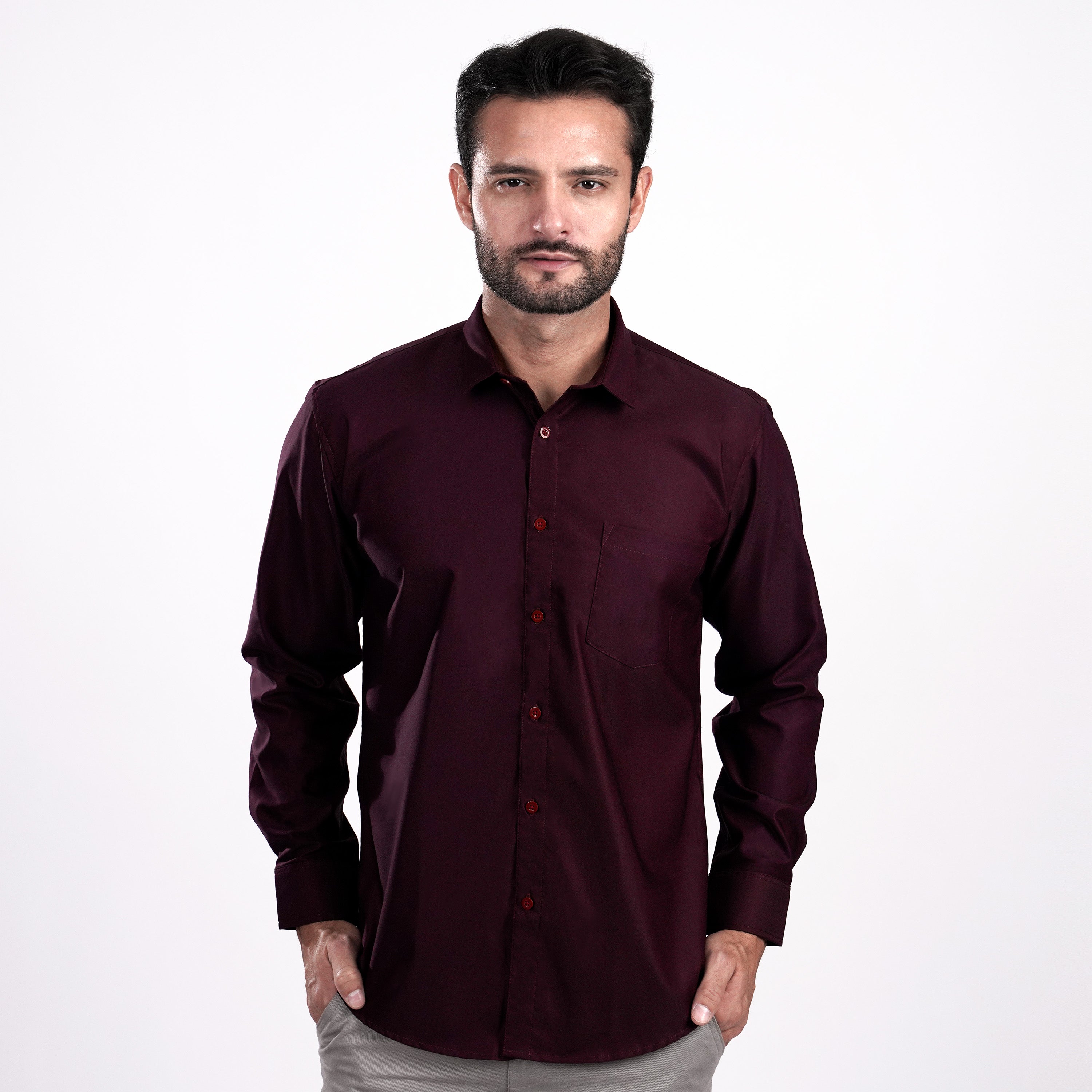 Kemeja Premium Gallant Lengan Panjang 7774 Burgundy
