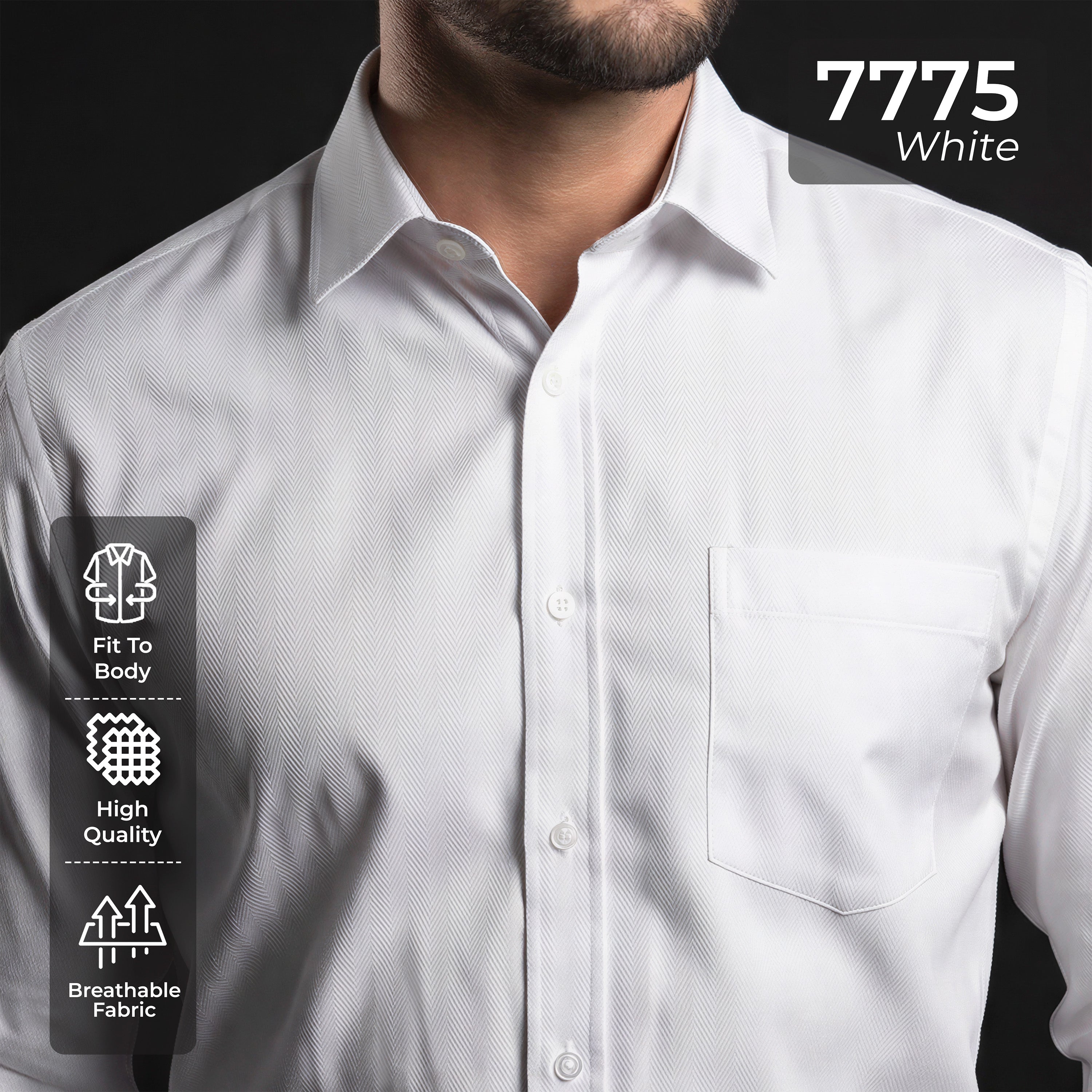 Kemeja Eldric Lengan Panjang 7775 White