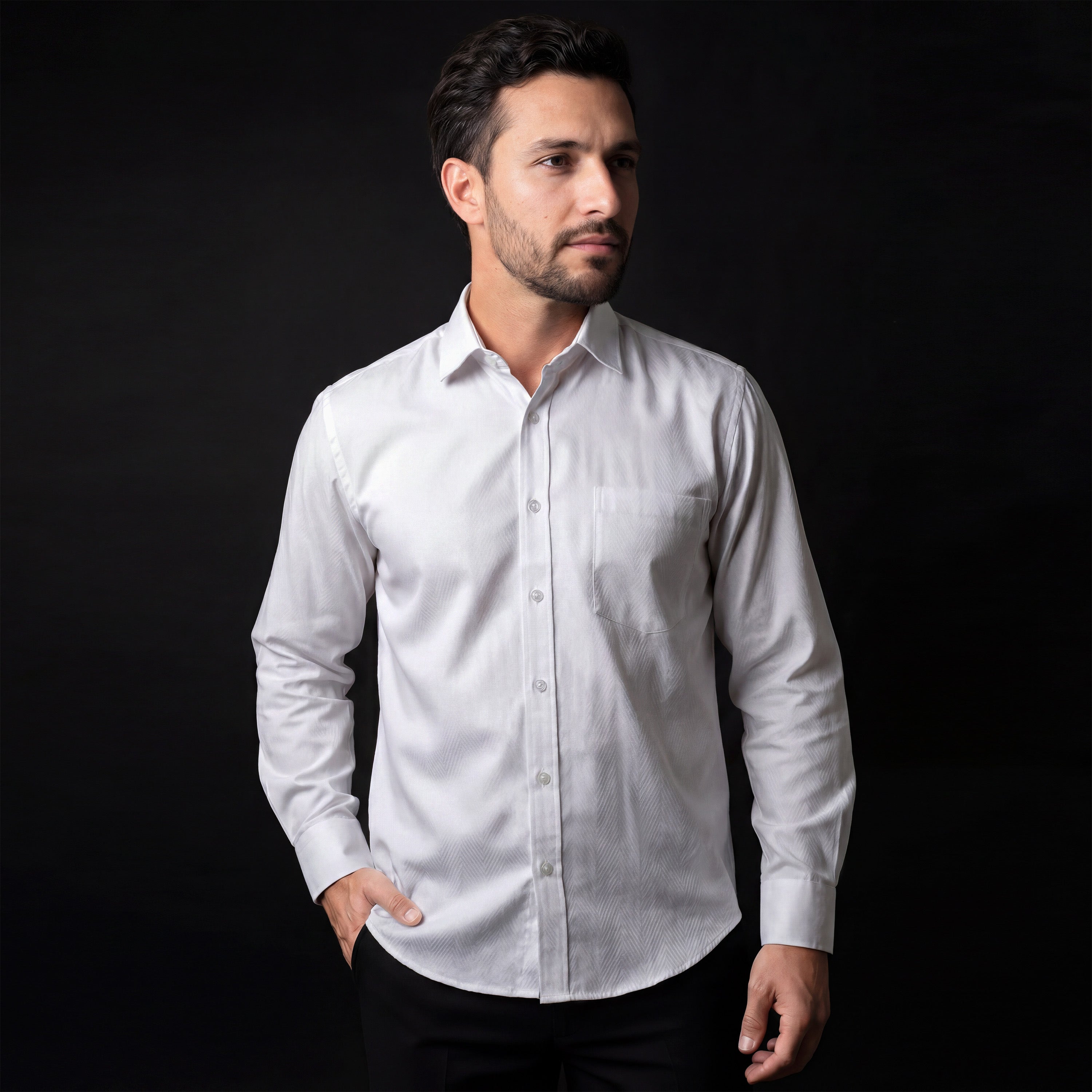 Kemeja Eldric Lengan Panjang 7775 White