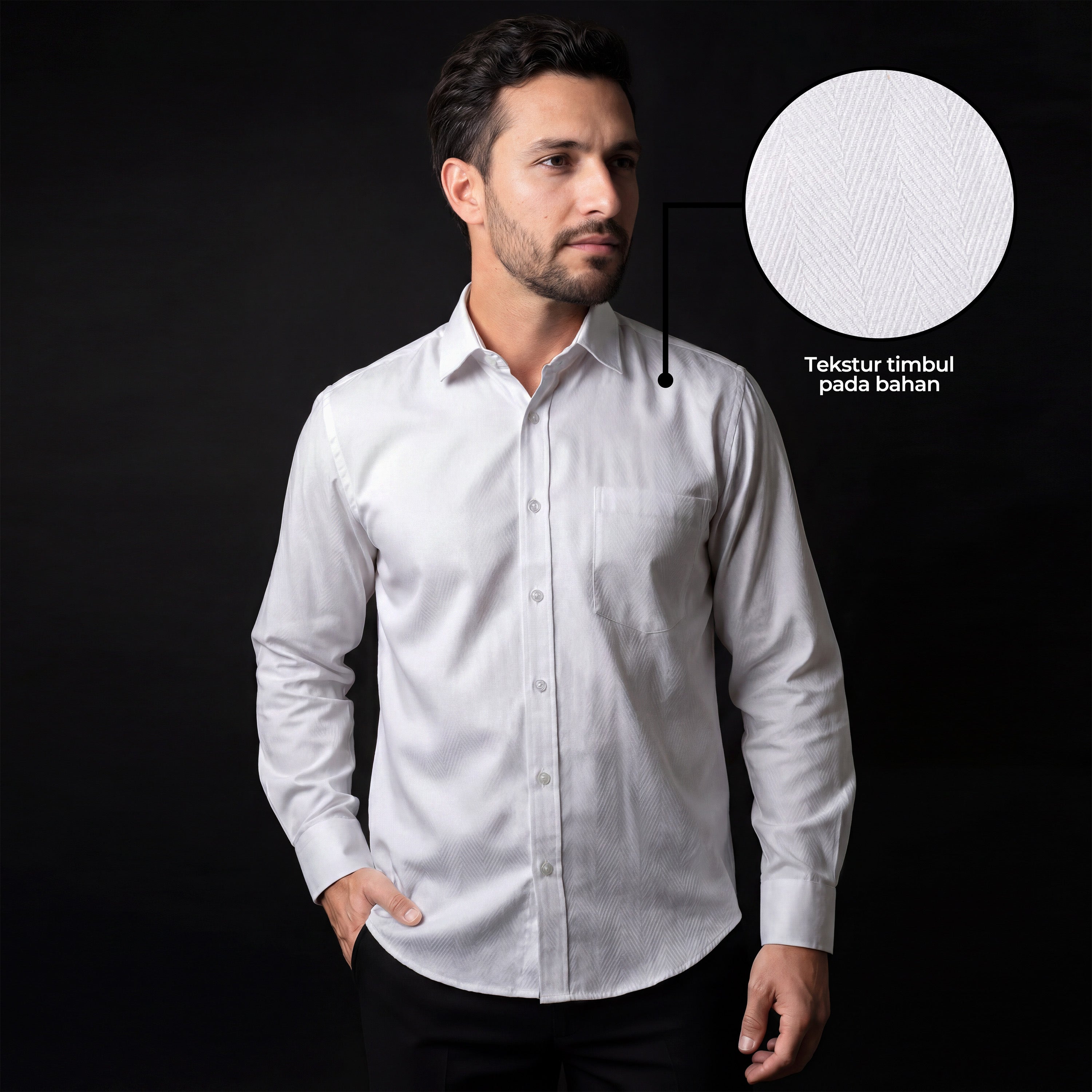 Kemeja Eldric Lengan Panjang 7775 White