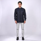 Kemeja Koko Zayn Emboss Lengan Panjang 9020 Navy