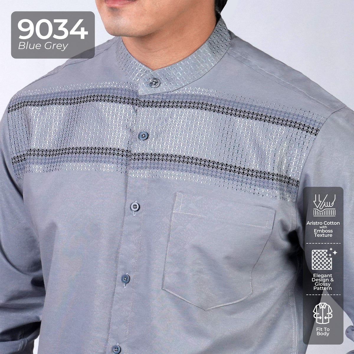Koko Rayyan Lengan Panjang 9034 Blue Grey