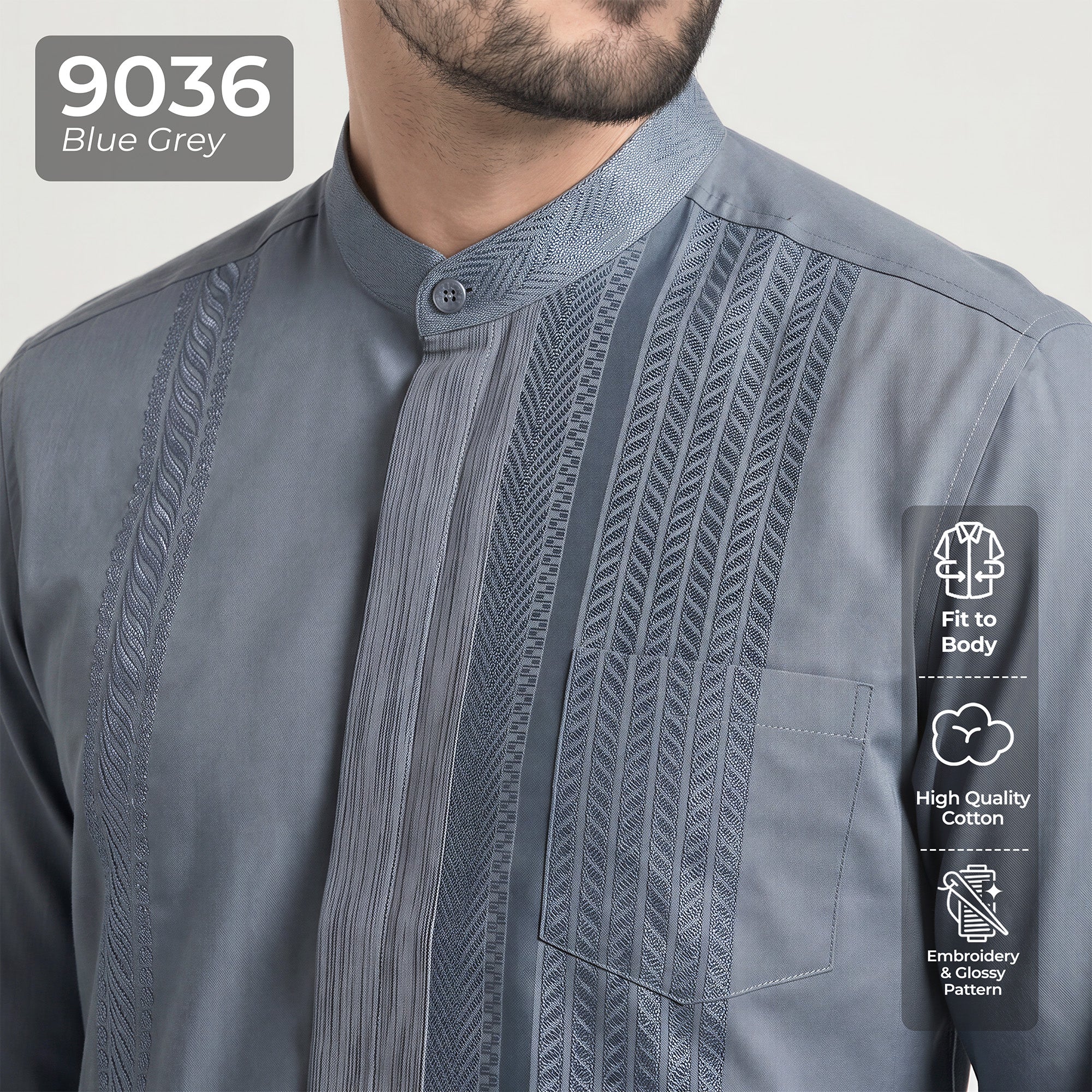 Koko Ishaq Lengan Panjang 9036 Blue Grey