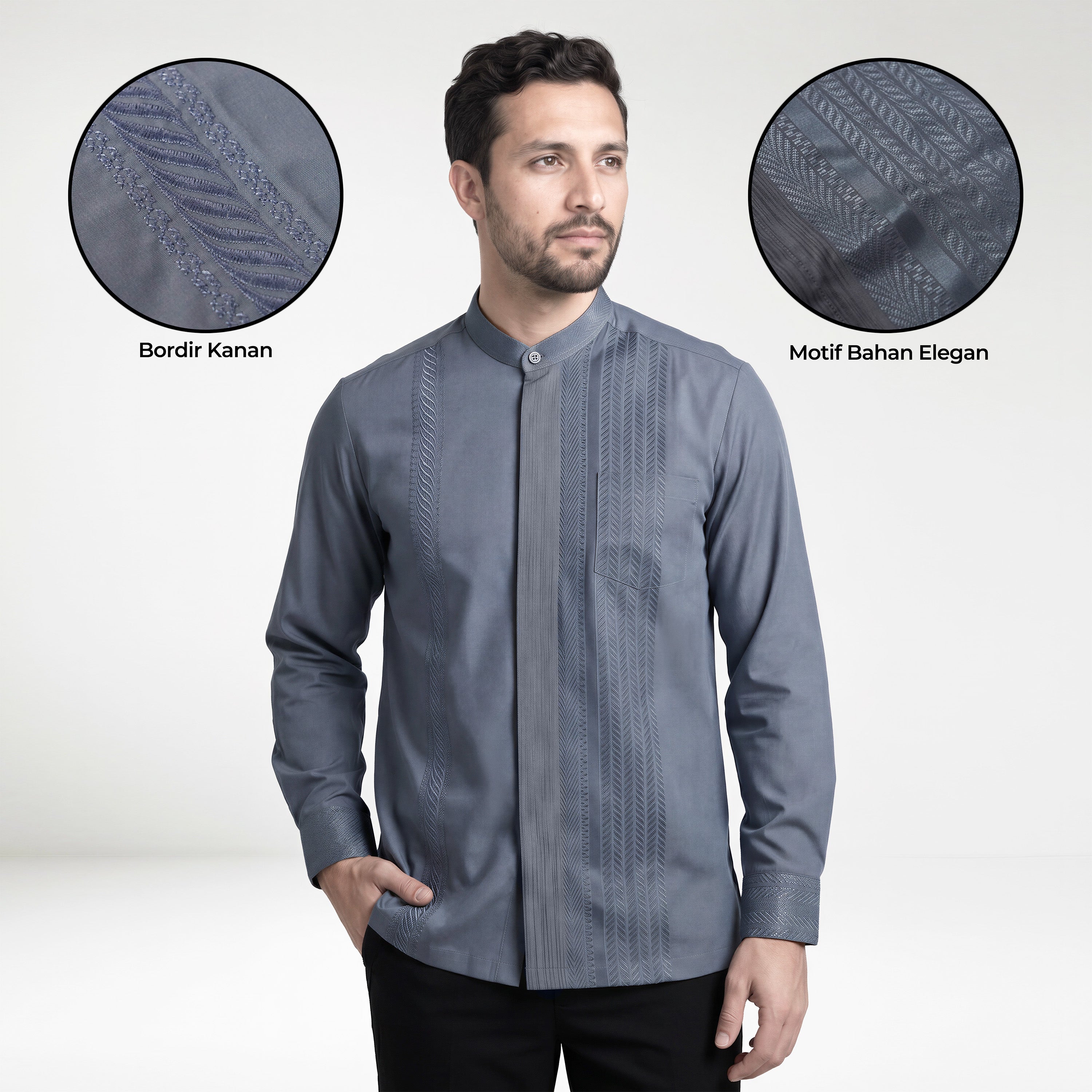 Koko Ishaq Lengan Panjang 9036 Blue Grey