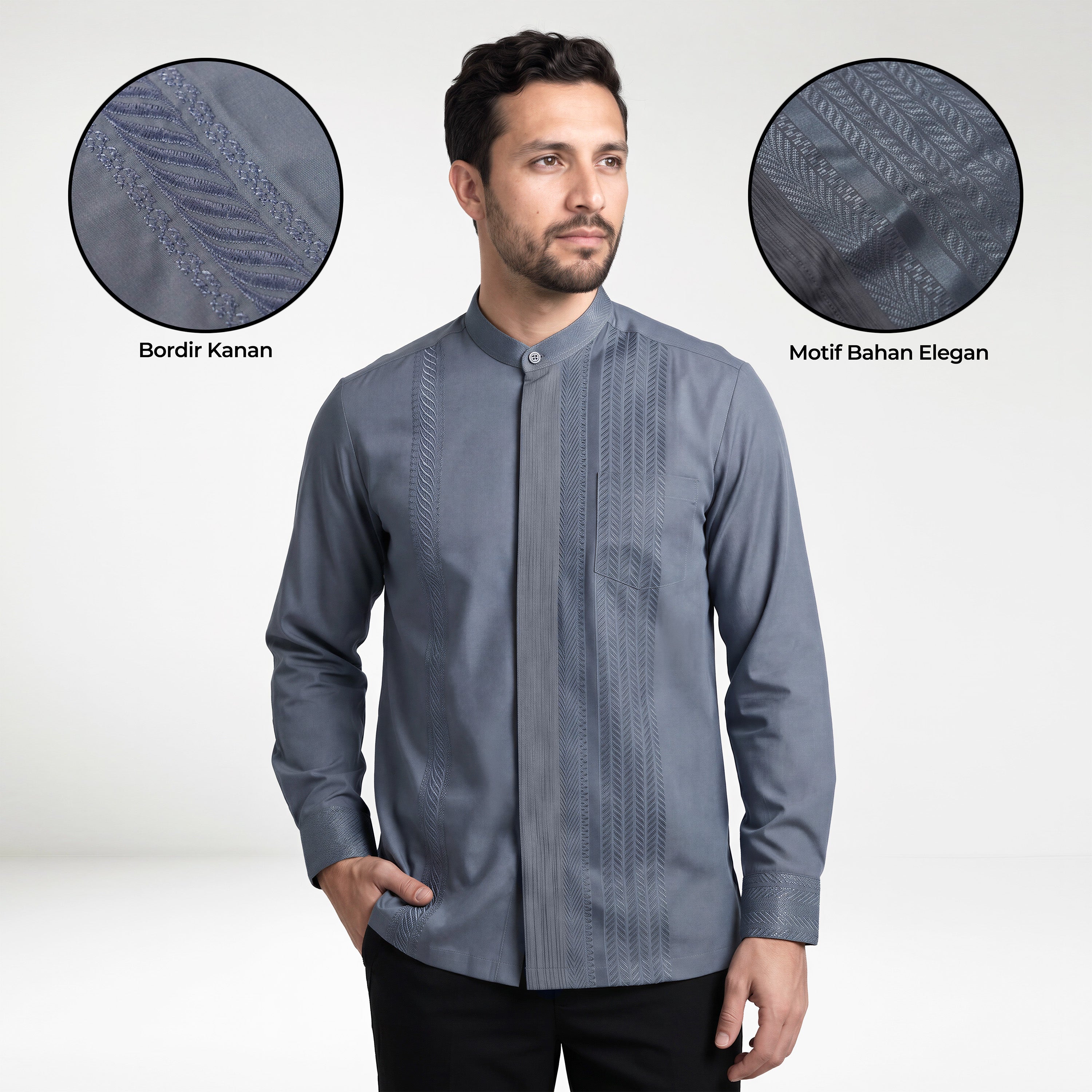 Koko Ishaq Lengan Panjang 9036 Blue Grey