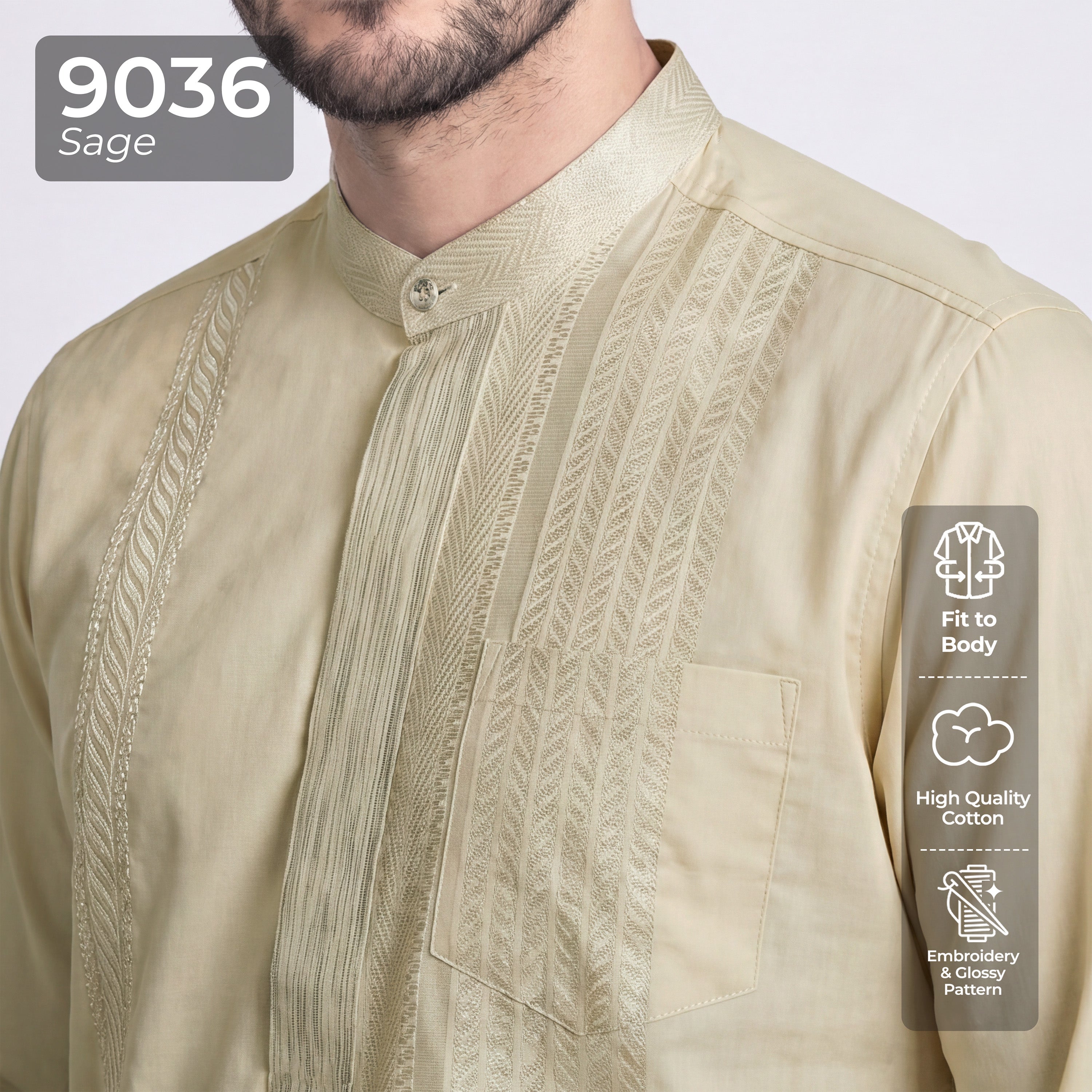 Koko Ishaq Lengan Panjang 9036 Sage