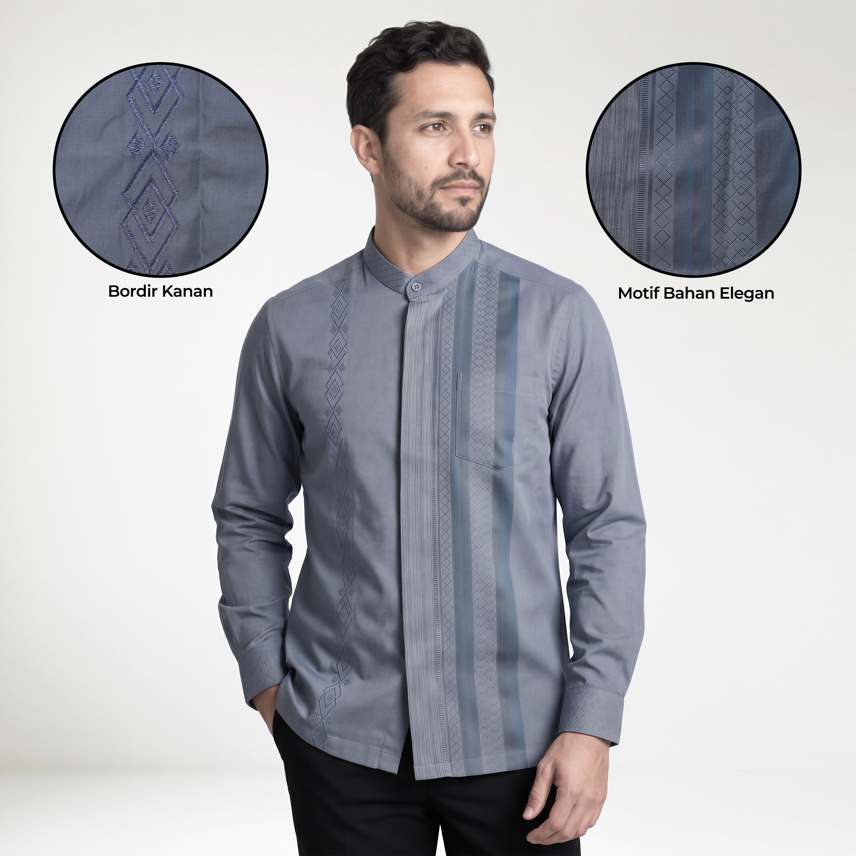 Koko Ishaq Lengan Panjang 9037 Blue Grey