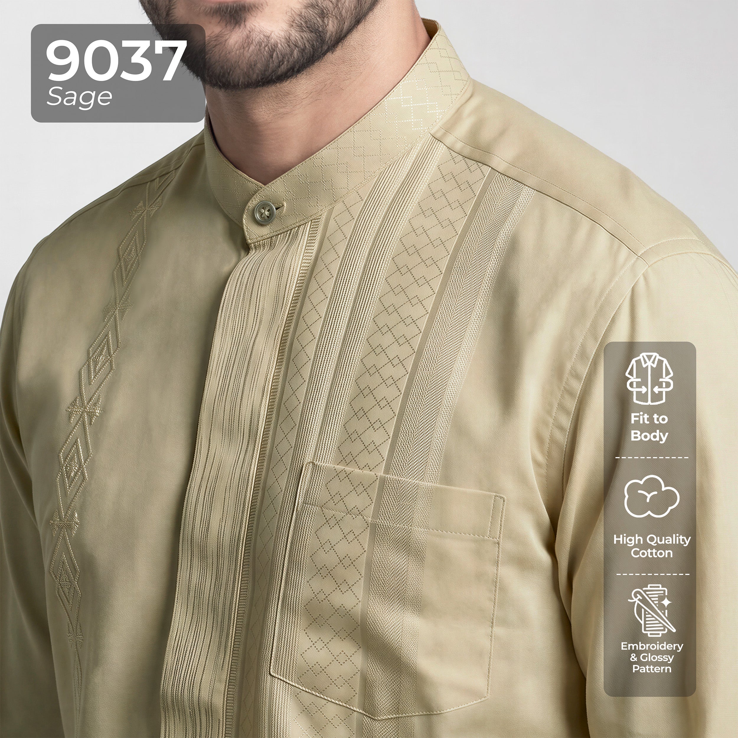 Koko Ishaq Lengan Panjang 9037 Sage
