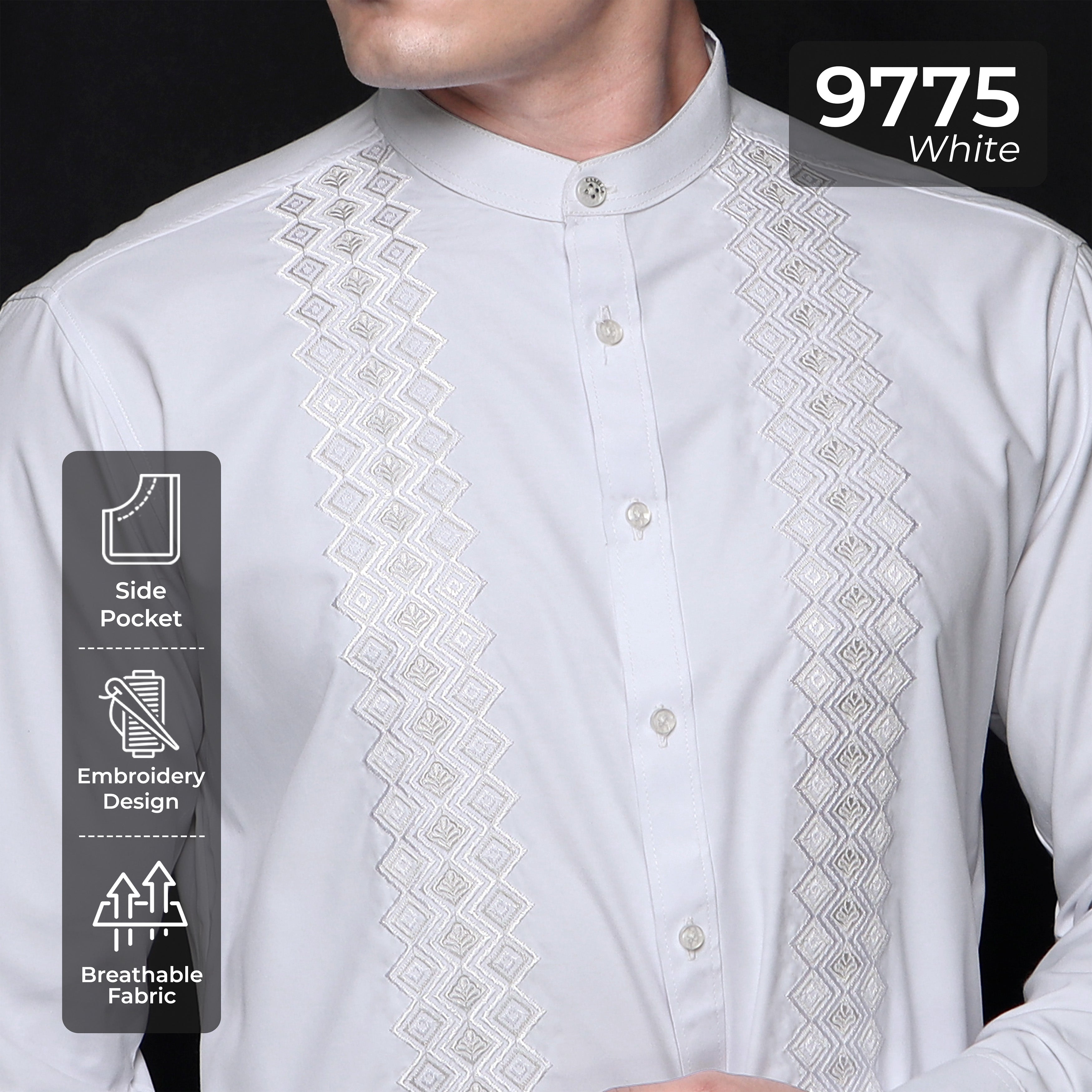 Koko Putih Ibrahim Lengan Panjang 9775 White