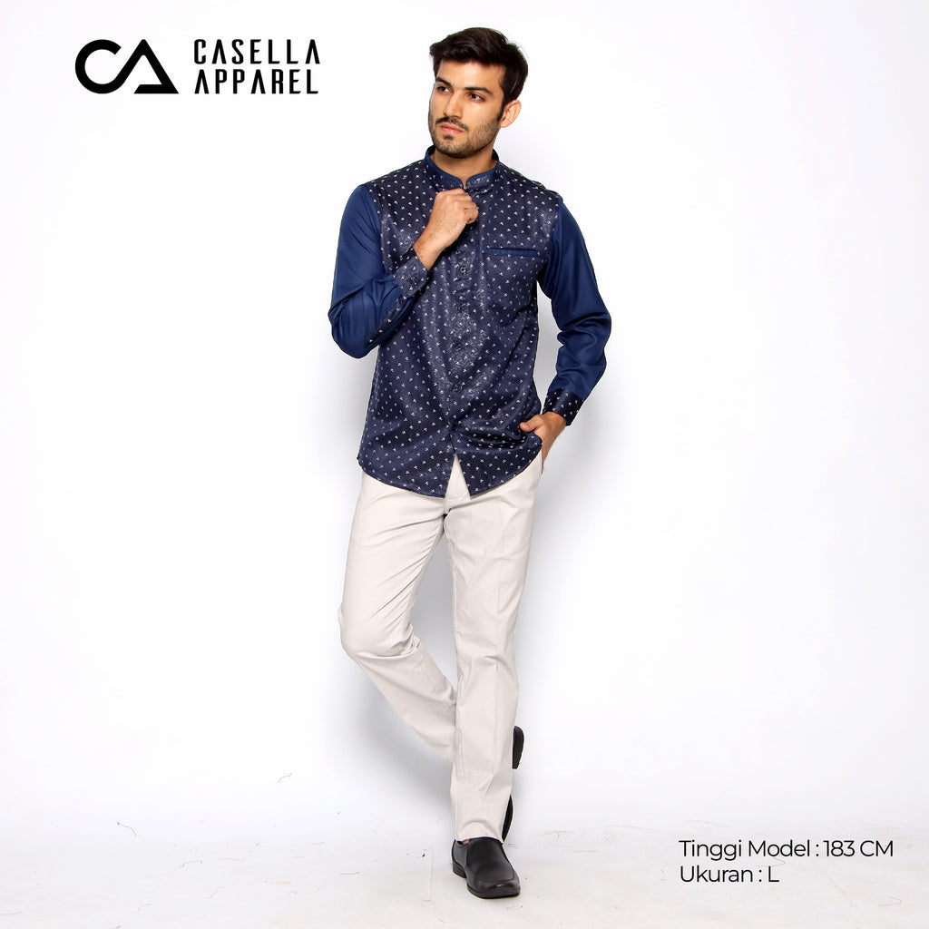 Koko Batik Jeddah Lengan Panjang 9925 Navy