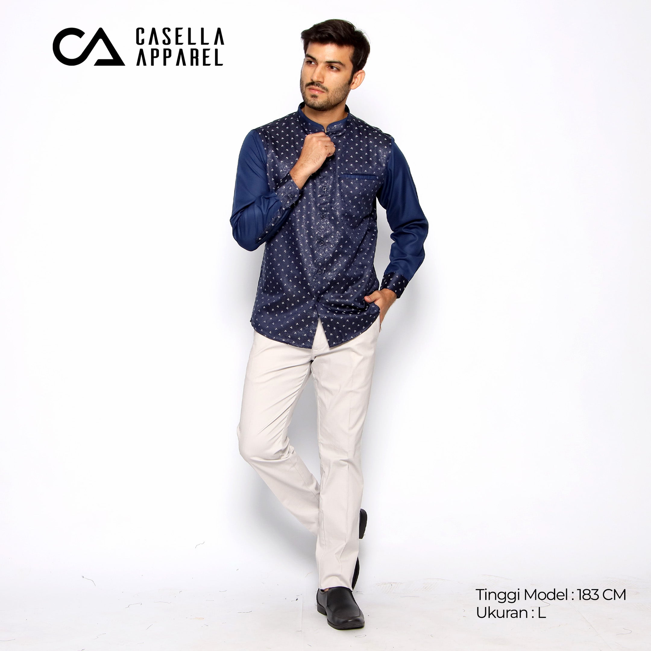 Koko Batik Jeddah Lengan Panjang 9925 Navy